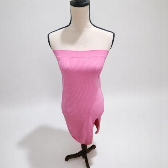 NWOT Knit pink tube dress with leg split by Free people - Picture 3 of 6